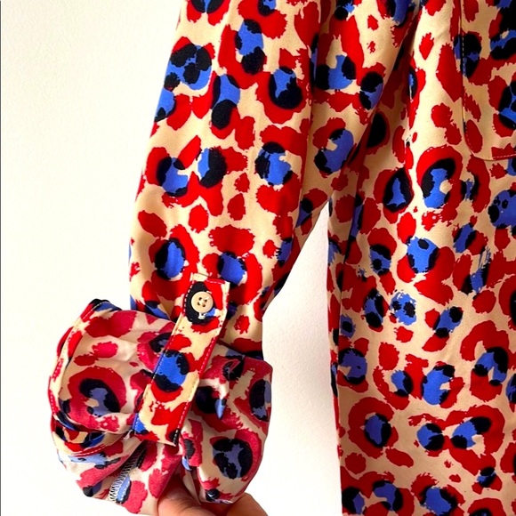 Equipment Women's Button Down Shirt - Red and Blue Pattern - Picture 5 of 7